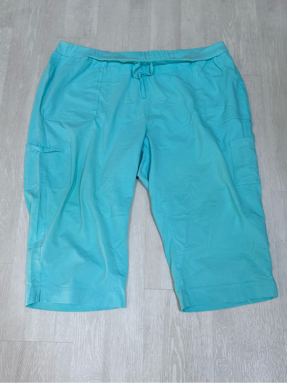 Basic Editions Turquoise Drawstring Cargo Bermudas